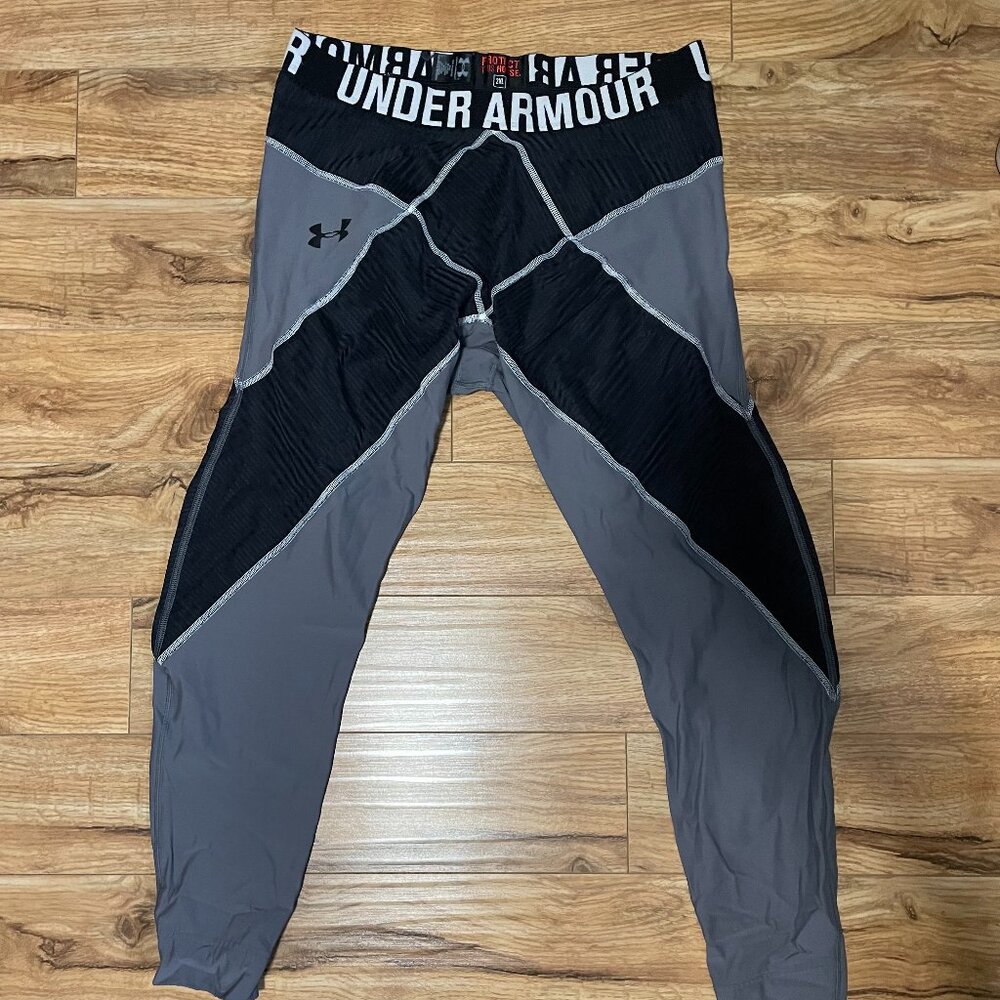 Under Armour UA Heatgear Compression Leggings Tights Black Gray PTH - Size 2XL